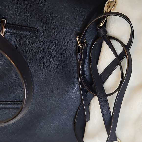 Kate Spade Navy Saffiano Leather Satchel Crossbody "Cedar Street Maise" - Picture 8 of 8